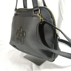 【良品】マリークワント 2way ショルダーバッグ ハンドバッグ 黒 デイジー 花柄 ゴールド金具 MARY QUANT 斜めがけ レディース 軽量 鞄 チャーム ブラック
