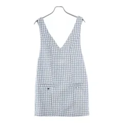 snidel (スナイデル) チェック総柄 ラメ ツイード ノースリーブ ミニ ジャンパースカート ワンピース シルバー/ホワイト レディース