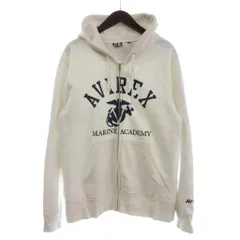 アヴィレックス AVIREX PX パーカー フーディー ジップアップ スウェット 裏起毛 ロゴ プリント 長袖 L 白 ホワイト