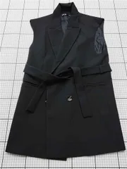 ◇ Θ ザラ ZARA ノースリーブジャケット ベルト付き ブラック系 レディース XS E  【1512220068047】