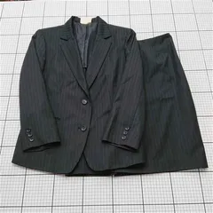 ◇ Θ エマジェームス EMMA JAMES ストライプスカートスーツ 15ABR ブラック系 レディース E  【1512220068030】