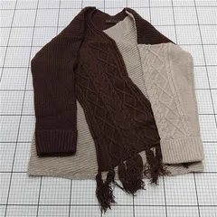 ◇ Θ クラフトアンドモア craft & more 異素材切替ニットカーディガン ブラウン系 レディース E  【1512220067033】