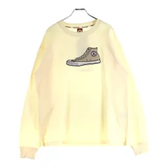 CONVERSE (コンバース) スニーカーロゴ刺繍 長袖トレーナー スウェット イエロー