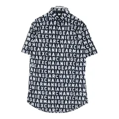 Armani Exchange (アルマーニ エクスチェンジ) 比翼 ロゴ 半袖シャツ ブラック×ホワイト 3DZC04