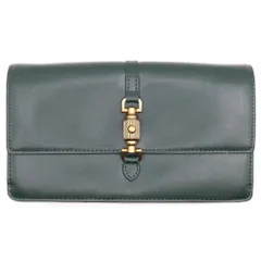 CHARLES&KEITH (チャールズ＆キース) ロングウォレット 長財布 カードケース グリーン レザー ゴールド金具