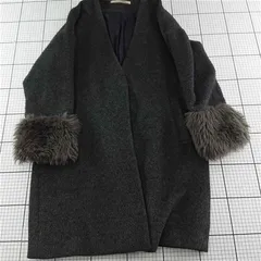 ◇ ⊇ レイカズン Ray Cassin FAVORI フェイクファー袖コート グレー系 レディース E  【1512220069914】