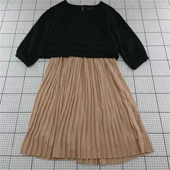 ◇ Θ ブロドリーアンドコー Broderie & Co プリーツ切替ワンピース ベージュ系 レディース E  【1512220069891】
