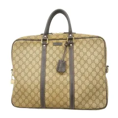 【6ac3042】グッチ ブリーフケース GGスプリーム 201480 PVC ブラウン シャンパンゴールド金具【中古】メンズ