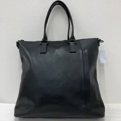 Y8451　agnes b.　アニエスベー　トートバッグ　 オールレザー　ブラック系　黒　無地　 A4対応　ビジネス　通勤　レディース