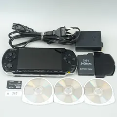 【ｍ387】SONY PSP 3000 本体 ブラック 訳あり ソフト バッテリー SD 充電器付き
