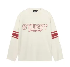 STUSSY フットボール クルー M STUSSY ラグビー 長袖Tシャツ アイボリー