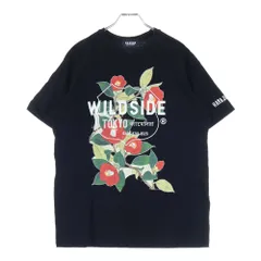 WILDSIDE YOHJI YAMAMOTO (ワイルドサイド ヨウジ ヤマモト) 24SS フローラル ロゴプリント クルーネック半袖Tシャツ カットソー ブラック WS-T14-003