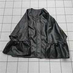 ◇ ⊇ コーナーズ Corners 合成皮革 フリルスリーブジャケット ブラック系 レディース M E  【1512220067798】