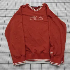◇ ⊇ フィラ FILA ロゴ刺繍 Vネックスウェット トップス Mサイズ メンズ E  【1512220067842】