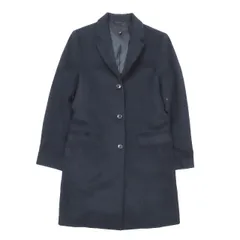 ユニクロ UNIQLO チェスターコート ストライプ柄 ウール カシミヤ混 ミドルコート 長袖 アウター ネイビー S レディース 