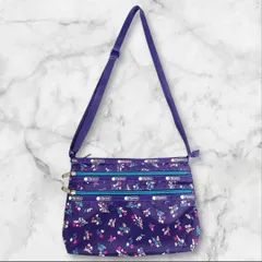 LeSportsac ショルダーバッグ 花柄 パープル 軽量 ダブルファスナー
