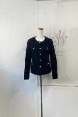 ブラック ツイード ジャケット フリル 装飾