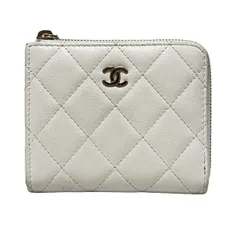 CHANEL(シャネル) コインケース クラシック ジップ コインパース,マトラッセ 白