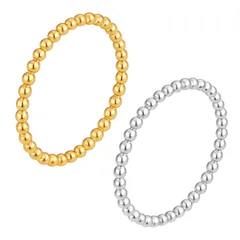 ステンレス リング アレルギー対応 サージカル 316L つけっぱなし 小粒 ビーズ シンプル ゴールド シルバー 華奢 1mm 重ね付け