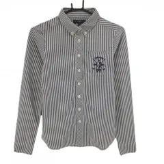 【超美品】キャロウェイ 長袖ポロシャツ 白×黒 ストレッチ ボタンダウン  レディース M ゴルフウェア Callaway