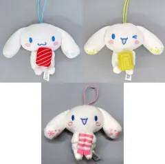 【中古】ぬいぐるみマスコット・ぬいぐるみバッジ 全3種セット コラボ限定マスコット 「スシロー×シナモロール」 対象メニュー注文特典