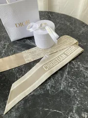 【美品】Dior ディオール ミッツア  スカーフ シルクツイル ベージュ系