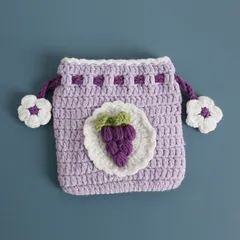 ハンドメイド かぎ針編み 引き紐ポーチ 収納ポーチ ケース レディース