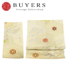 【中古】 その他帯 文化帯 造り帯 正絹(金銀糸除く) ゴールド 松に亀甲模様 お太鼓 和装 呉服 和服 きもの レディース 女性