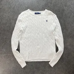 POLO RALPH LAUREN Cable Knit Sweater ポロラルフローレン ケーブル チェーン ニット セーター ワンポイント刺繍 ホワイト 白 0200011586
