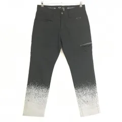 オークリー パンツ 黒×グレー 裾プリント ストレッチ ロゴ刺しゅう  メンズ 32 ゴルフウェア Oakley