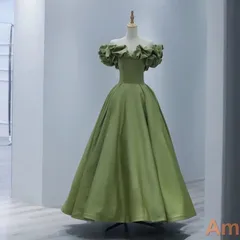 【新品?未使用】 カラードレス ロングドレス 演奏会 コンサート 披露宴 イブニングドレス 二次会 フォーマルドレス ピアノ発表会 グリーン 