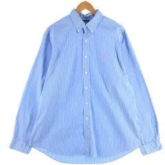 古着 ラルフローレン Ralph Lauren CUSTOM SLIM FIT 長袖 ボタンダウンストライプシャツ メンズXL相当/eaa512377