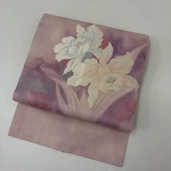 正絹 塩瀬九寸名古屋帯「ピンクの花」 - メルカリ