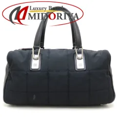 CHANEL シャネル ボストンバッグ ハンドバッグ チョコバー ナイロンxレザー ブラック レディース/353047【中古】