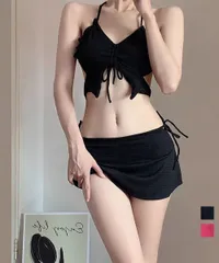 ビキニ水着 3点セット セパレート ギャザー レディース 水着 可愛い 水着セット セクシー 胸元 盛れる スイムウェア 背中見せ水着 夏 海 ビ