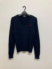POLO ralph lauren セーター　ニット　Vネック　コットン　ポロ　ラルフローレン　古着