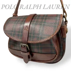 【B4352】 POLO RALPH LAUREN ポロ ラルフローレン ショルダーバッグ チェック柄 PVC ブラウン レトロ クラシック