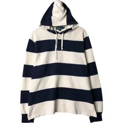 古着 ラルフローレン Ralph Lauren POLO by Ralph Lauren ボーダー柄 フード付き 長袖 ラガーシャツ メンズXL相当/eaa584716