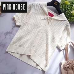 美品　ピンクハウス ネイビーセーラー衿ニットジャケット　カーディガン セール】 セーラーカラーカーディガン （カーディガン・ボレロ）｜PINK