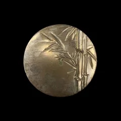 ヴィンテージ 竹文様 金属製 蓋付き小物入れ／内側金色仕上げ アンティーク風ケース