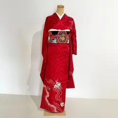 成人振袖 6点セット 振袖セット 振袖一式　　赤　　無地　かっこいい　可愛い　シンプル　　華やか　大人っぽい　人気　 豪華袋帯 古典柄 Japan kimono レトロ kimono #きもの猫田 T426