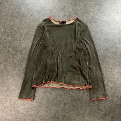 Italy archive y2k DIESEL L/S Velours ディーゼル アーカイブ 長袖 ベロアカットソー バイカラー コットン/ナイロン 短丈 レディース