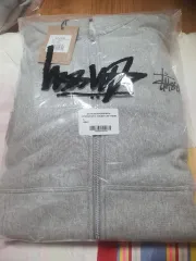 STUSSY ベーシック 起毛 フードジップアップ L グレー 新品