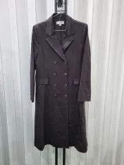 ダブル ボタン ロング コート ブラウン