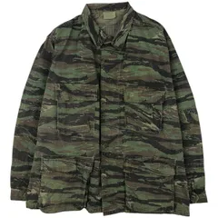 古着 民間品 迷彩柄 タイガーストライプカモ リップストップ ミリタリー コンバットジャケット USA製 メンズM相当/eaa609210