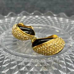 Christian Dior　ディオール　イヤリング　クリップ式　ラインストーン　ゴールド　187
