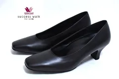 新品 SUCCESS WALK サクセスウォーク パンプス【23.5cm】【24cm】【24.5cm】【25.5cm】 EE WFN555 スクエア ブラック ワコール 5cm ヒール 通勤