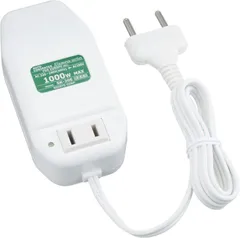 ヤザワ 海外旅行用変圧器 電子式(熱器具専用) AC220V-240V 容量1000Wまで 本体プラグC 付属プラグなし コードあり(コード長750mm) HTDC240V1000W ホワイト (約)W50×H108×D32mm