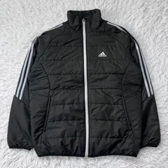 状態良 adidas アディダス 中綿ジャケット ブラック 古着 ワンポイントロゴ ロゴ刺繍 L アウター 17