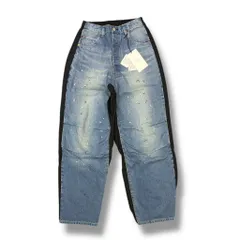 参考上代85800円 未使用 stein(ssstein) NYLON COMBINATION SPLASHED DENIM JEANS デニムパンツ ジーンズ シュタイン ST.937 インディゴ XS （99500A）